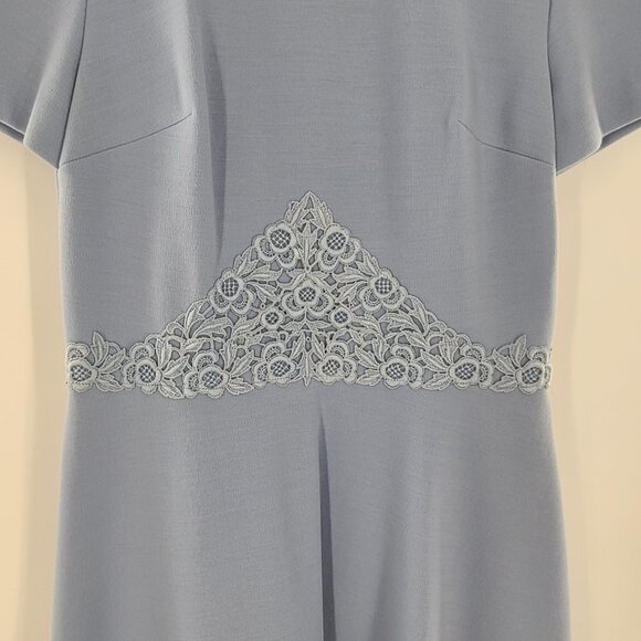 Bleeker Street Sky Blue Cap Sleeves Lace Trim Around The Waist sz 14 Union made - Picture 7 of 11